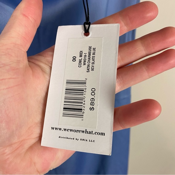 NEW WeWoreWhat Cowl Midi Dress Slate Blue Silk Size 00 XXS Who Wore What - Picture 4 of 10